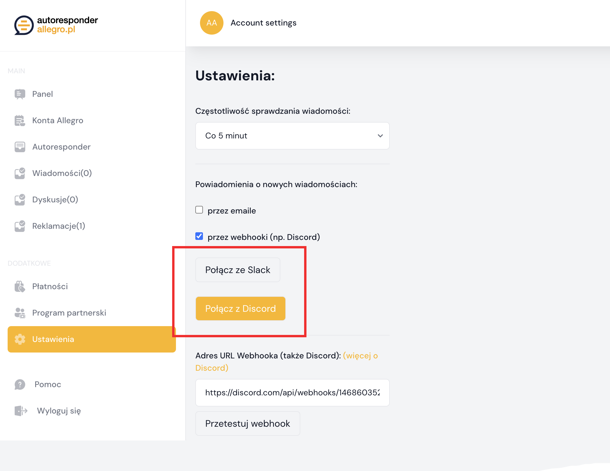 Konfiguracja Discord i Slack z Autoresponderem Allegro